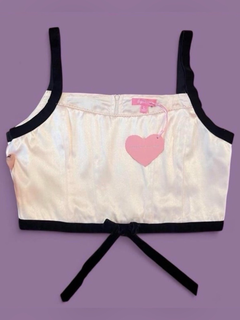 Dolls Kill x Sugar Thrillz - SWEET KISS SATIN CROP TOP